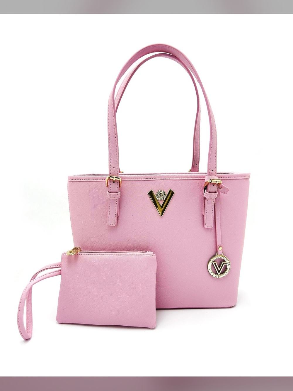 Valentino Orlandi Pink Tote with Matching Wristlet
